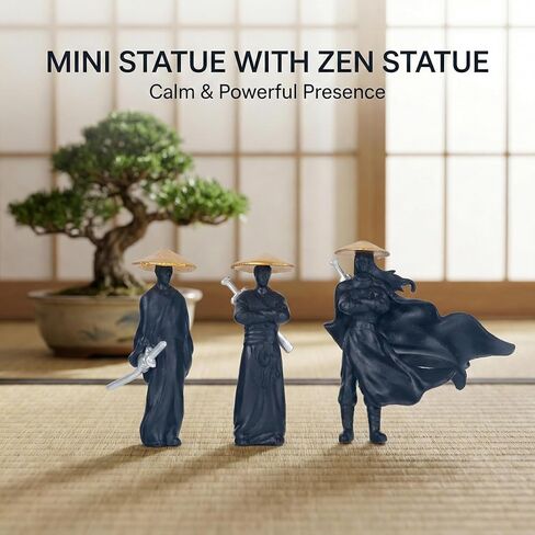 3pcs Mini Statue Samurai Figure Statue Action Figure Set - Japanese Bushido Resin Zen Garden Decor for Bonsai, Terrarium, Mini Japanese Warrior Garden Home Display in Saudi Arabia