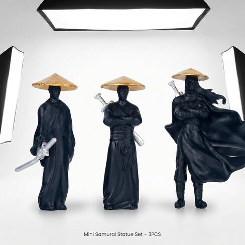 3pcs Mini Statue Samurai Figure Statue Action Figure Set - Japanese Bushido Resin Zen Garden Decor for Bonsai, Terrarium, Mini Japanese Warrior Garden Home Display in Saudi Arabia