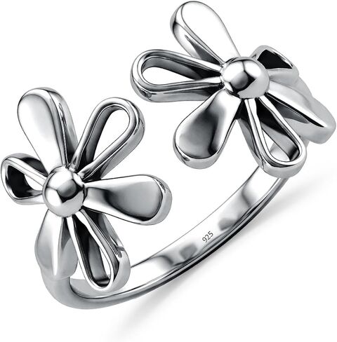 LeCalla 925 Sterling Silver Adjustable Rings for Women | Nature Inspired Leaf, Flower, Dragonfly & Criss Cross Open Rings | Minimalist Stackable Statement Finger Ring Jewelry Gifts for Women in Kuwait