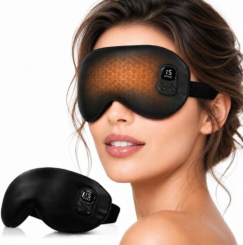 Cordless Heated Eye Mask-4 Heat Levels & 4 Timers Heated Eye Mask Rechargeable for Dry Eyes Warm Compress for Eyes Home Office Travel Sleep Soft Adjustable Portable Eye Mask Gift for Women Men in Saudi Arabia