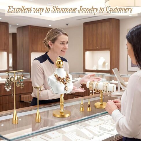 AceOrbit 6 Pcs Jewelry Display Set, Velvet Jewelry Mannequin Display, T-bar Bracelet Holder, Earring and Ring Finger Stand in Kuwait