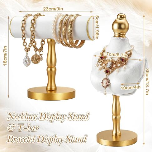 AceOrbit 6 Pcs Jewelry Display Set, Velvet Jewelry Mannequin Display, T-bar Bracelet Holder, Earring and Ring Finger Stand in Kuwait