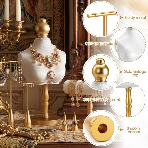 AceOrbit 6 Pcs Jewelry Display Set, Velvet Jewelry Mannequin Display, T-bar Bracelet Holder, Earring and Ring Finger Stand in Kuwait
