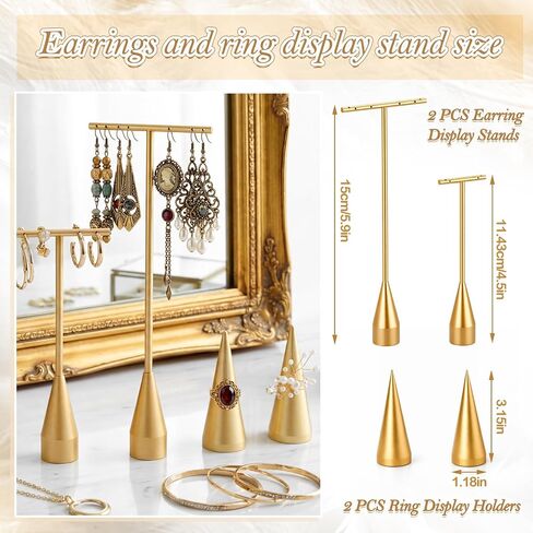 AceOrbit 6 Pcs Jewelry Display Set, Velvet Jewelry Mannequin Display, T-bar Bracelet Holder, Earring and Ring Finger Stand in Kuwait