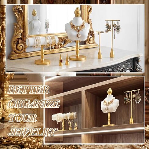 AceOrbit 6 Pcs Jewelry Display Set, Velvet Jewelry Mannequin Display, T-bar Bracelet Holder, Earring and Ring Finger Stand in Kuwait
