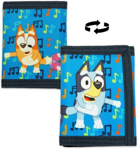 مجموعة محفظة Bluey and Bingo ثلاثية الطي - حزمة إكسسوارات مع محفظة كرتونية بالإضافة إلى ملصقات والمزيد من البضائع للأولاد والبنات in Kuwait