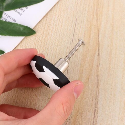 SEWACC Football Pattern Cabinet Handle and Wardrobe Pull Bar for Room, 4pcs Plastic Soccer Ball Drawer Knobs with Nails, Safe Bedroom Furniture Hardware in Kuwait