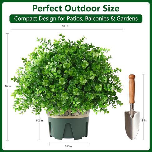 florisso 2 Pack Artificial Boxwood Topiary Trees, UV-Resistant Faux Realistic Greenery Potted Bushes with Pots for Front Door, Porch, Farmhouse, Garden Decor in Saudi Arabia