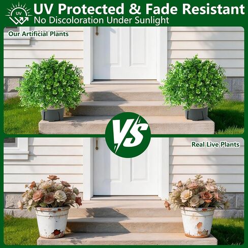 florisso 2 Pack Artificial Boxwood Topiary Trees, UV-Resistant Faux Realistic Greenery Potted Bushes with Pots for Front Door, Porch, Farmhouse, Garden Decor in Saudi Arabia