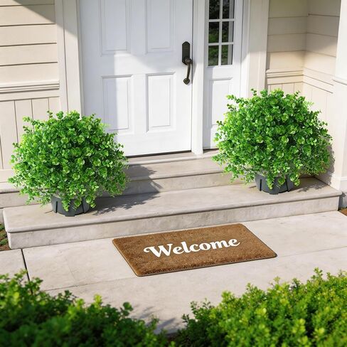 florisso 2 Pack Artificial Boxwood Topiary Trees, UV-Resistant Faux Realistic Greenery Potted Bushes with Pots for Front Door, Porch, Farmhouse, Garden Decor in Saudi Arabia