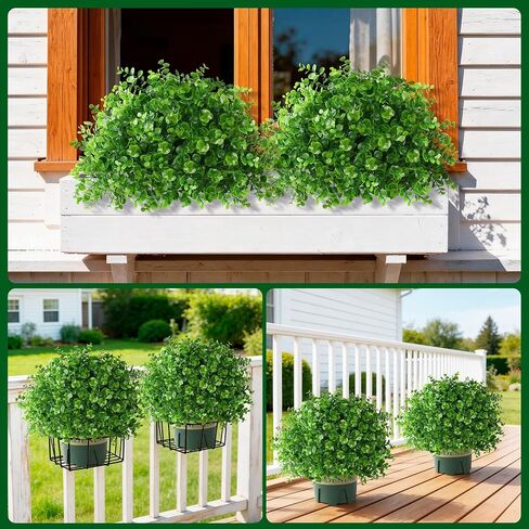 florisso 2 Pack Artificial Boxwood Topiary Trees, UV-Resistant Faux Realistic Greenery Potted Bushes with Pots for Front Door, Porch, Farmhouse, Garden Decor in Saudi Arabia