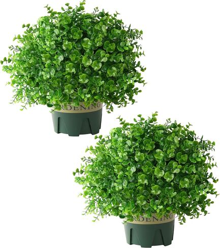 florisso 2 Pack Artificial Boxwood Topiary Trees, UV-Resistant Faux Realistic Greenery Potted Bushes with Pots for Front Door, Porch, Farmhouse, Garden Decor in Saudi Arabia