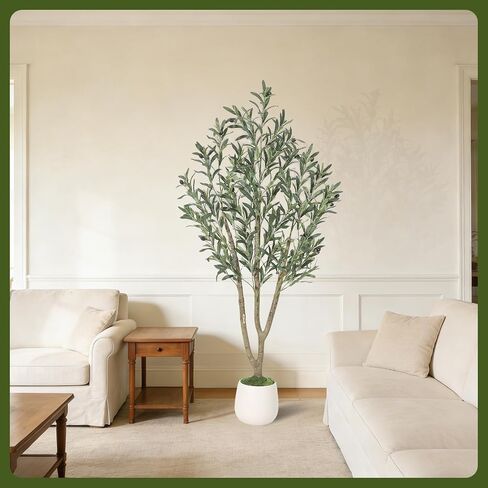 Garvee 7FT Indoor Olive Tree, Artificial Plant with Oval Planter, Lifelike Foliage and Fruits, Fake Plant for Home Decor, Office, Porch and Living Room in Kuwait