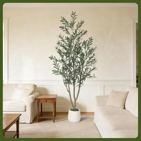 Garvee 7FT Indoor Olive Tree, Artificial Plant with Oval Planter, Lifelike Foliage and Fruits, Fake Plant for Home Decor, Office, Porch and Living Room in Kuwait