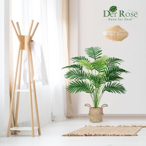 Der Rose Fake Palm Tree 28Inch Faux Plant Potted Tall Fake Plant with Hand-Woven Baskets Artificial Tree for Indoor Outdoor Home Office Bedroom Porch Balcony Decor in Kuwait