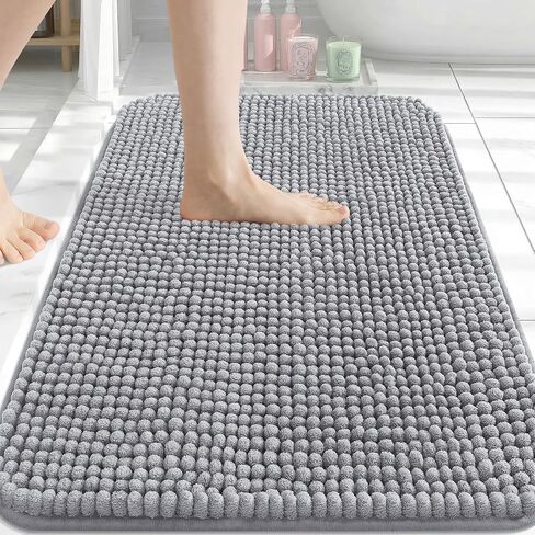 Arotive Bathroom Rugs 30" x 20", Ultra Soft Absorbent Chenille Bath Rugs, Non-Slip Rubber Backing, Machine Washable Bath Mats for Bathroom Floor, Tub and Shower, Home Decor Accessories, Grey in Saudi Arabia
