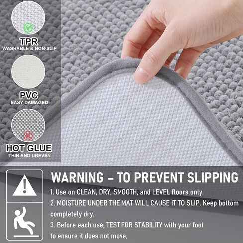 Arotive Bathroom Rugs 30" x 20", Ultra Soft Absorbent Chenille Bath Rugs, Non-Slip Rubber Backing, Machine Washable Bath Mats for Bathroom Floor, Tub and Shower, Home Decor Accessories, Grey in Saudi Arabia