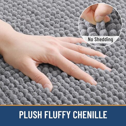 Arotive Bathroom Rugs 30" x 20", Ultra Soft Absorbent Chenille Bath Rugs, Non-Slip Rubber Backing, Machine Washable Bath Mats for Bathroom Floor, Tub and Shower, Home Decor Accessories, Grey in Saudi Arabia