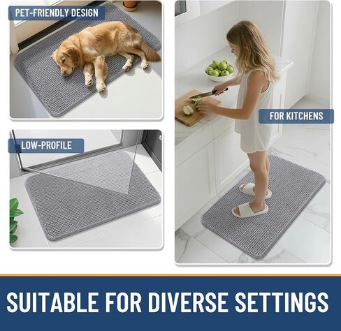 Arotive Bathroom Rugs 30" x 20", Ultra Soft Absorbent Chenille Bath Rugs, Non-Slip Rubber Backing, Machine Washable Bath Mats for Bathroom Floor, Tub and Shower, Home Decor Accessories, Grey in Saudi Arabia