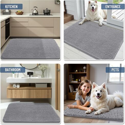 Arotive Bathroom Rugs 30" x 20", Ultra Soft Absorbent Chenille Bath Rugs, Non-Slip Rubber Backing, Machine Washable Bath Mats for Bathroom Floor, Tub and Shower, Home Decor Accessories, Grey in Saudi Arabia