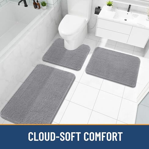 Arotive Bathroom Rugs 30" x 20", Ultra Soft Absorbent Chenille Bath Rugs, Non-Slip Rubber Backing, Machine Washable Bath Mats for Bathroom Floor, Tub and Shower, Home Decor Accessories, Grey in Saudi Arabia
