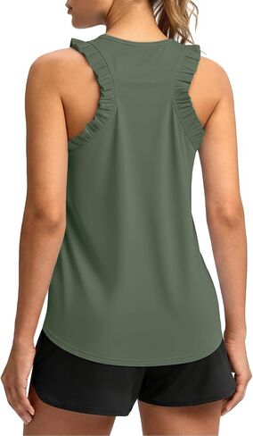 UNCLECAT المرأة تجريب تانك القمم Racerback رياضي بلا أكمام Crewneck عادية فضفاضة تناسب الجري الصالة الرياضية تي شيرت رياضي in Kuwait