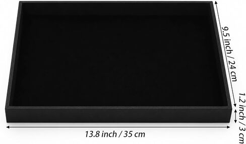 Elsjoy 6 Pack Black Velvet Jewelry Tray, Large Velvet Jewelry Organizer Tray, Stackable Jewelry Display Trays for Bracelet, Ring, Earring, Necklace, Fit Drawer & Countertop in Kuwait