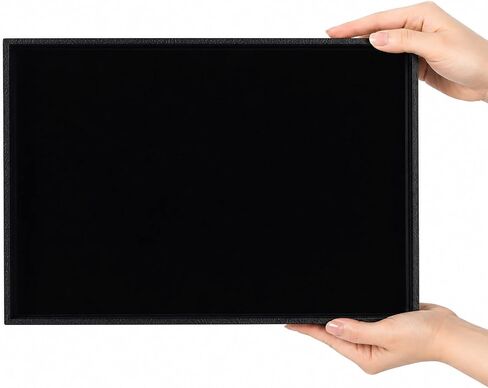 Elsjoy 6 Pack Black Velvet Jewelry Tray, Large Velvet Jewelry Organizer Tray, Stackable Jewelry Display Trays for Bracelet, Ring, Earring, Necklace, Fit Drawer & Countertop in Kuwait