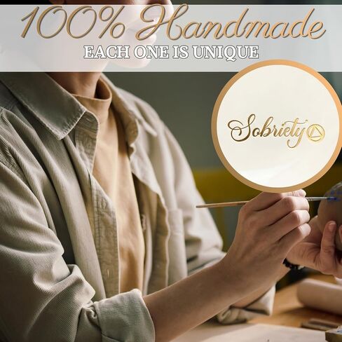 هدايا InnoBeta Sobriety للنساء، صينية مجوهرات سيراميك Sober AA Gifts، طبق حلية مزخرف للخواتم والأقراط والقلائد للنساء، 4.75 بوصة in Kuwait