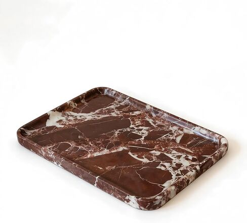 Purple Red Marble Vanity Tray, Natural Stone Bathroom Counter Tray for Perfume, Jewelry, Candles and Soap Dispenser, Decorative Dresser Catchall Tray, 9.84 x 6.69 in in Saudi Arabia