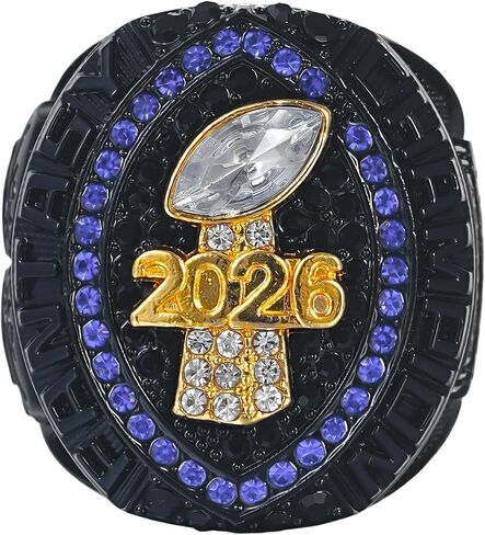 2026 Fantasy Football Championship Ring Black Blue with Box League Champion Trophy Rings Premium Award for Winner in Saudi Arabia
