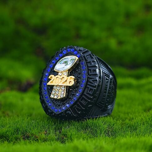 2026 Fantasy Football Championship Ring Black Blue with Box League Champion Trophy Rings Premium Award for Winner in Saudi Arabia