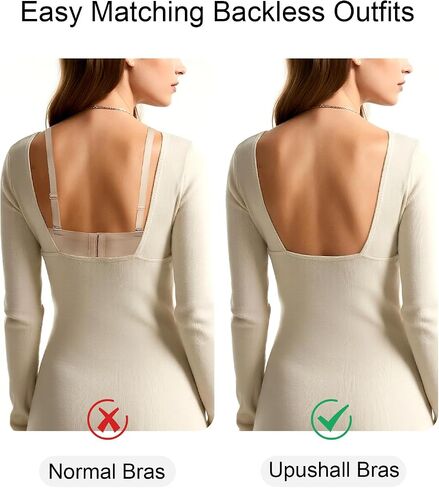 Upushall Backless Bra with Clear Straps Push Up Padded Plunge Bras for Women in Kuwait