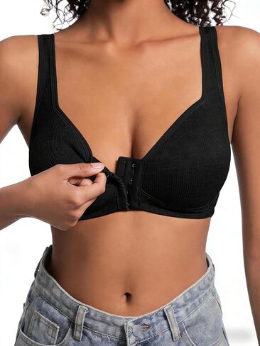 Pack Front Closure Bras for Women, Full Coverage Wireless Bralettes, Soft Support Everyday Bras in Kuwait