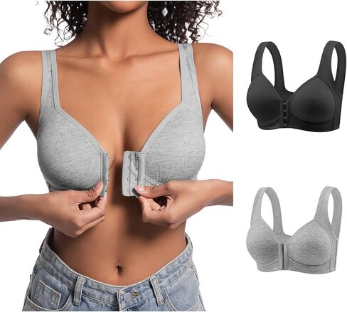 Pack Front Closure Bras for Women, Full Coverage Wireless Bralettes, Soft Support Everyday Bras in Kuwait