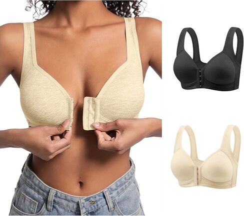 Pack Front Closure Bras for Women, Full Coverage Wireless Bralettes, Soft Support Everyday Bras in Kuwait