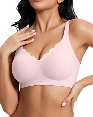 Women’s Seamless Wireless Bra – Scalloped T-Shirt Bra with Soft Support, Comfortable No Underwire Bra for Everyday Wear in Saudi Arabia
