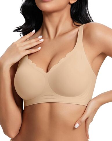 Women’s Seamless Wireless Bra – Scalloped T-Shirt Bra with Soft Support, Comfortable No Underwire Bra for Everyday Wear in Saudi Arabia
