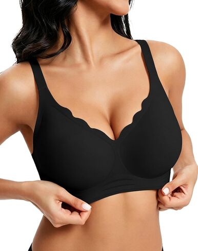 Women’s Seamless Wireless Bra – Scalloped T-Shirt Bra with Soft Support, Comfortable No Underwire Bra for Everyday Wear in Saudi Arabia