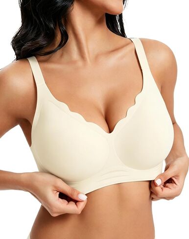 Women’s Seamless Wireless Bra – Scalloped T-Shirt Bra with Soft Support, Comfortable No Underwire Bra for Everyday Wear in Saudi Arabia