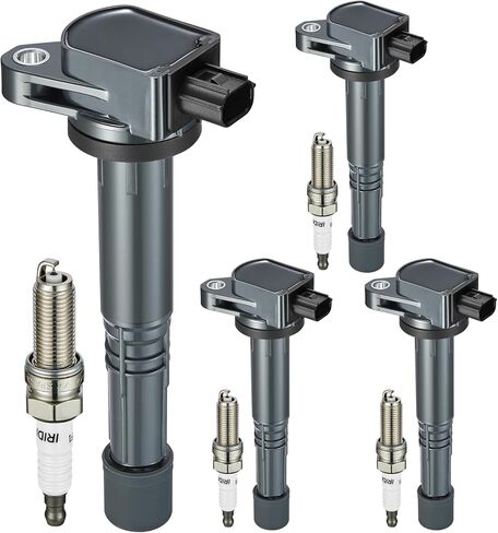 مجموعة من 4 اشتعال حزمة لفائف الاشتعال UF602 و Iridium Spark Plugs 97390 متوافقة مع Honda 08-12 Accord 10-14 CR-V 12-15 Civic 12-15 Crosstour 13-15 Acura ILX يحل C1662 5C1719 30520-R40-007 in Kuwait