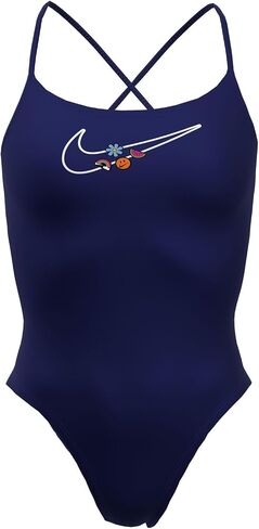 بدلة سباحة نسائية من Nike HydraStrong Charm Multi GFX Crossback قطعة واحدة كحلي منتصف الليل، مقاس 38 in Kuwait