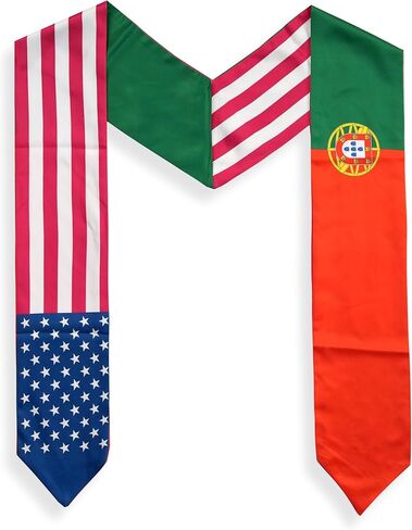 USA And Portugal Flag Graduation Stole,Satin Embroidery Graduation Sash for International Students,72 Inch Length. in Saudi Arabia