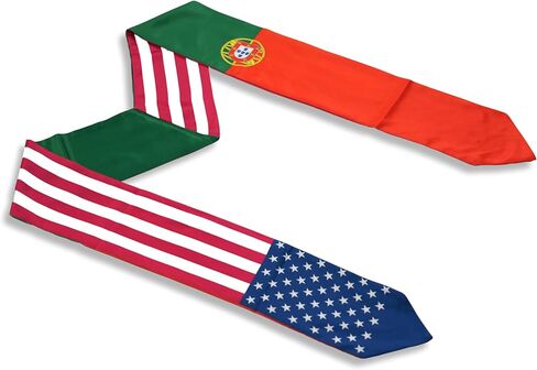 USA And Portugal Flag Graduation Stole,Satin Embroidery Graduation Sash for International Students,72 Inch Length. in Saudi Arabia