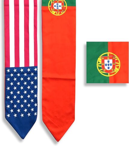USA And Portugal Flag Graduation Stole,Satin Embroidery Graduation Sash for International Students,72 Inch Length. in Saudi Arabia