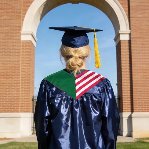 USA And Portugal Flag Graduation Stole,Satin Embroidery Graduation Sash for International Students,72 Inch Length. in Saudi Arabia