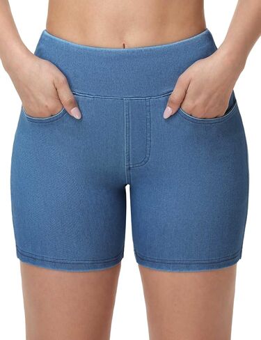 Origiwish Women's Stretch Jean Shorts High Waisted Scrunch Butt Lifting Denim Shorts with Pockets Pull On Summer Casual Jorts in Saudi Arabia