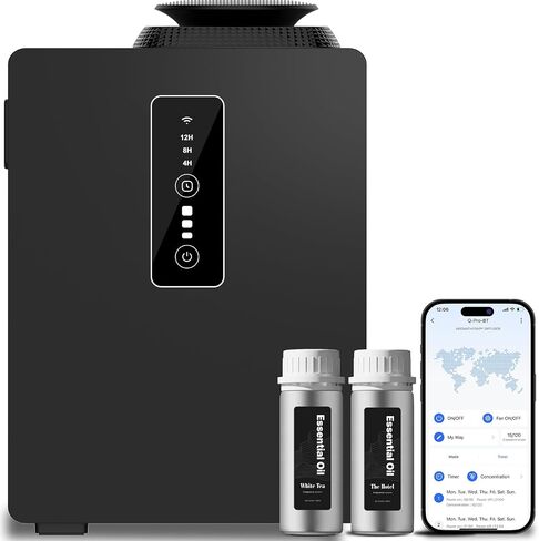 2026 Upgraded 6000 Sq.Ft HVAC Scent Diffuser Machine Kit, Includes 2 Premium Oils, Wi-Fi Control, 1000ML Waterless Cold Air Aromatherapy Essential Oil Hotel Scent Fragrance Diffuser for Large Room in Saudi Arabia