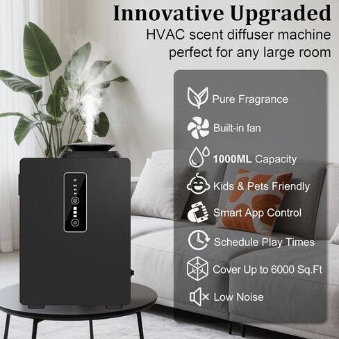 2026 Upgraded 6000 Sq.Ft HVAC Scent Diffuser Machine Kit, Includes 2 Premium Oils, Wi-Fi Control, 1000ML Waterless Cold Air Aromatherapy Essential Oil Hotel Scent Fragrance Diffuser for Large Room in Saudi Arabia