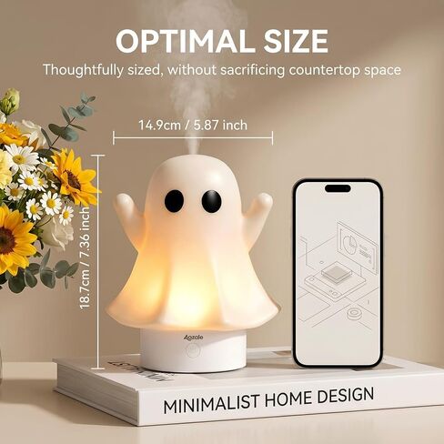 Cute Ghost Essential Oil Diffuser, 120ML Ultrasonic Cool Mist Humidifier with 7 Color Night Light & Auto Shut-Off, Ghost Room Decor for Bedroom & Office, Aromatherapy Gift for Women & Kids in Saudi Arabia